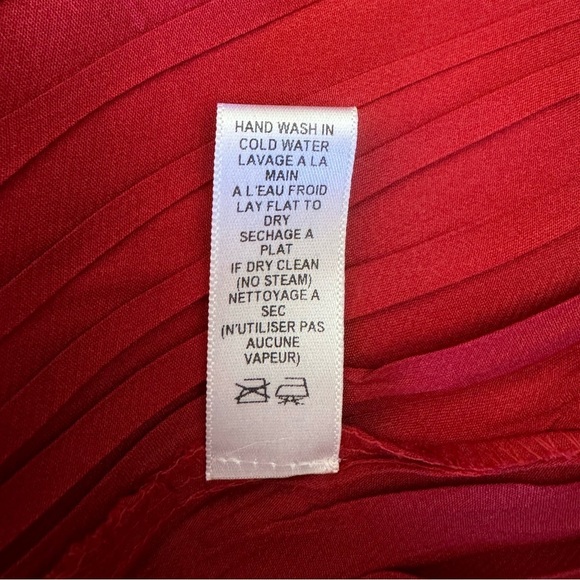 Komarov Crinkle Illusion Neckline A-Line Satin Cocktail Dress - Red - Size XL - Picture 8 of 8